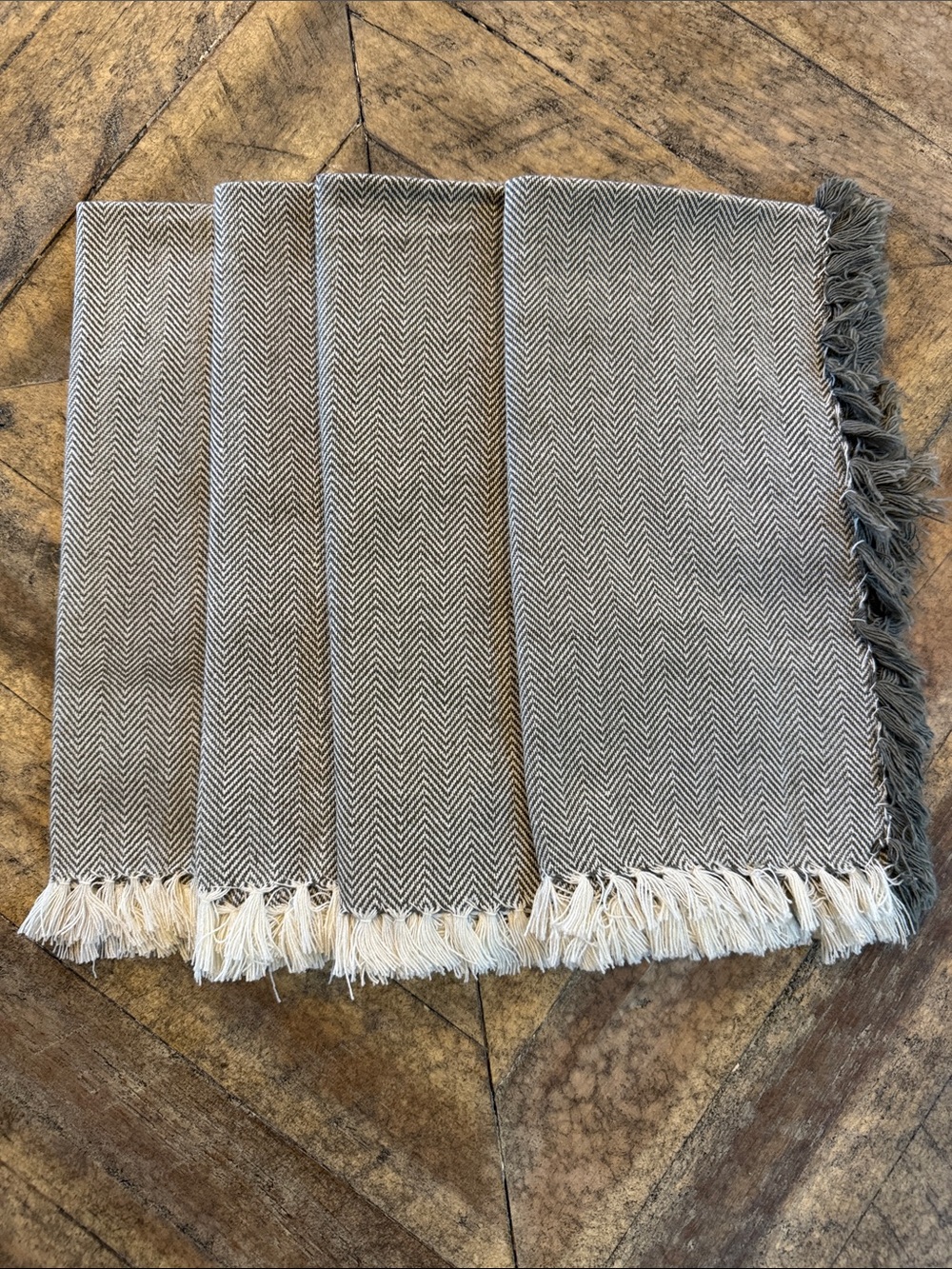 Cloth Napkins Neutral Herringbone - Set of 4 20"x20" New ✨